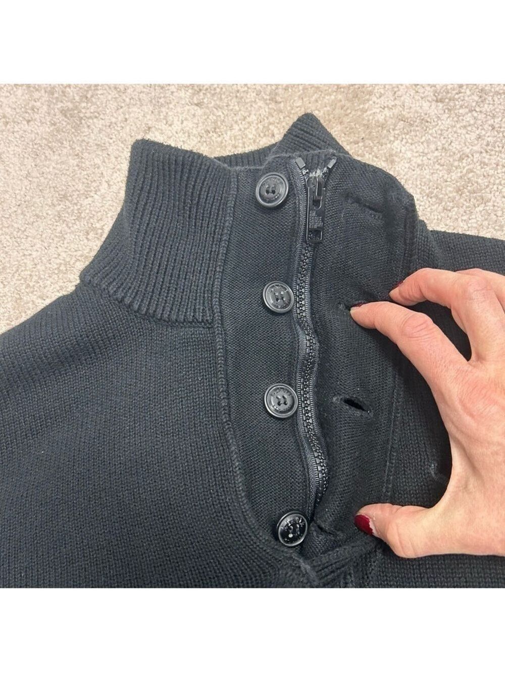 Men’s American Eagle Black Button Zip Collar Cotton Knit Pullover Sweater XS🇨🇦 - Picture 4 of 10